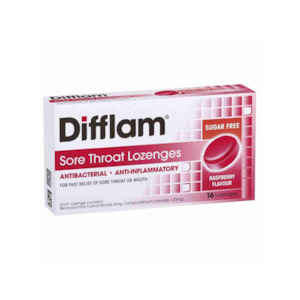DIFFLAM Lozenges Raspberry Sugar Free 16s