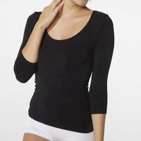 Boody: BOODY 3/4 Sleeve Top Black L