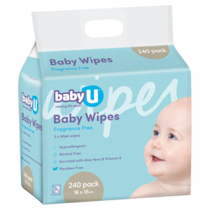 Baby U Hypoallergenic Alcohol Free Wipes 80pk