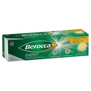 Berocca Energy Mango & Orange Effervescent Tablets 15s
