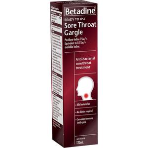 Betadine: Betadine Ready To Use Sore Throat Gargle 120ml