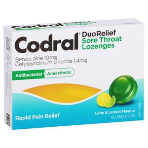 Codral: Codral Sore Throat Lemon & Lime Lozenges 16s