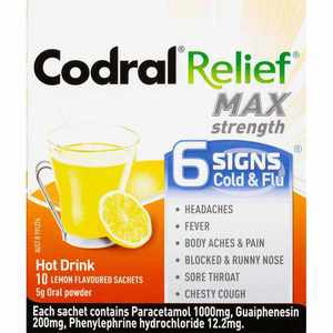 Codral Cold & Flu + Mucus Cough Max Strength Sachets 10s
