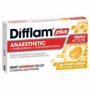 Difflam Plus Anaesthetic + Antibacterial + Anti-Inflammatory Sore Throat Triple &hellip;