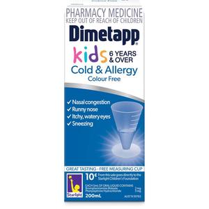 Dimetapp: Dimetapp Cold and Allergy C/Free Kids 200ml