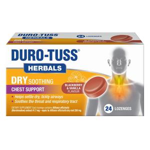 Duro Tuss: Duro-Tuss Herbals Dry Soothing Chest Suppport Lozenge 24s