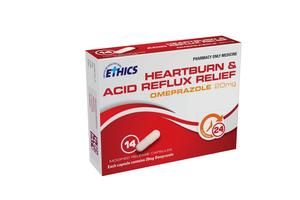 Ethics: Ethics Heartburn & Acid Reflux Relief Omeprazole 20mg Capsules 14s