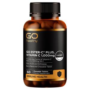 Go Healthy: GO Healthy GO Ester-C Plus 1000mg Berry Chewable Tablets 60s