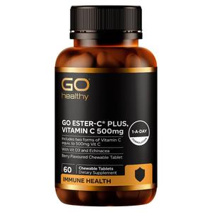 Go Healthy: GO Healthy GO Ester-C Plus 500mg Berry Chewable Tablets 60s