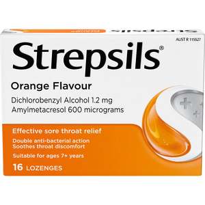 Cough Cold: Strepsils Lozenge Orange 16pk