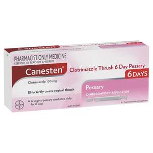 Feminine Hygiene: Canesten 6 Day Vaginal Pess 100mg (Pharmacist Only Medicine)