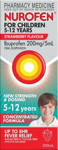 Nurofen for Children Oral Suspension 5-12 Years Strawberry 200ml