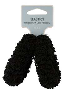 Adorn by Mae Elastics Terry Toweling Ponytailers X Large Black 2s