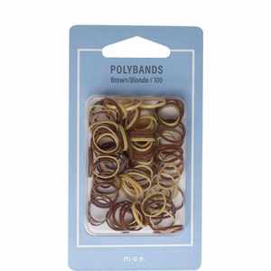Hair Accessories: Mae Elastics Polybands Brown/Blonde 100s