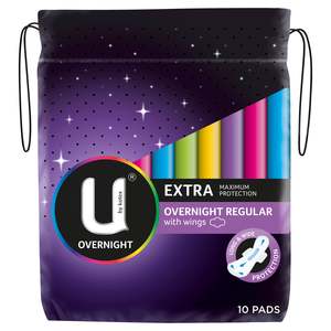 U By Kotex Overnight Extra Pads Regular 10pk