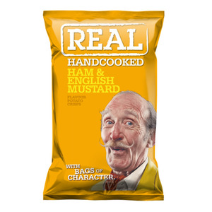 Crisps Snacks: Real Crisps Hand Cooked English Ham and Mustard 150g