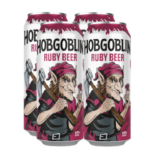 Amber Ale: Wychwood Hobgoblin Ruby 4.5% 500ml Can - 4 Pack