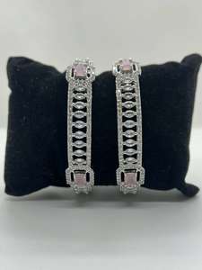 STYLISH LATEST DESIGN AMERICAN DIAMOND WITH LIGHT PINK COLOR STONE BANGLES SETS &hellip;
