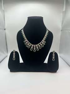American Diamond Green Stone Jewellery Set – Unique Ethnic Wear
