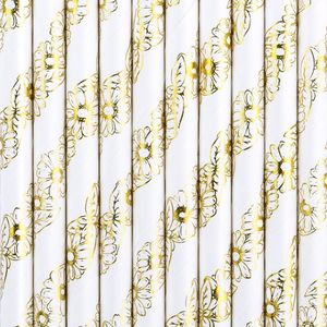 Paper Straws - Gold Daisies (10)