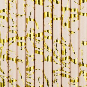 Paper Straws - Powder Pink & Gold (10)