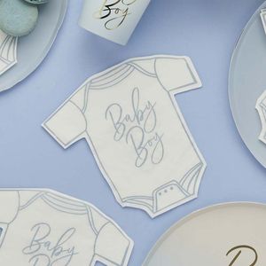 Babygrow Shaped Napkins - Blue (16)