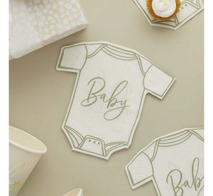 Baby Shower Decor: Babygrow Shaped Napkins - Sage (16)
