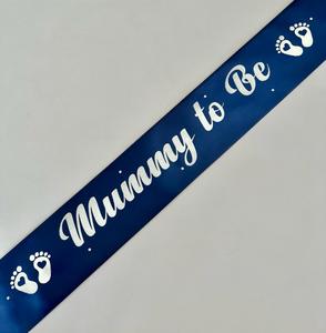 Baby Shower Sashes: Mummy to Be sash - Navy with Silver *NEW FABRIC*