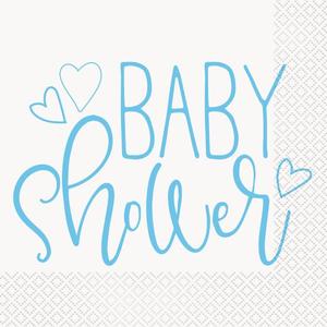 Napkins: Baby Shower Napkins - Blue/White