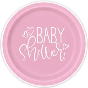 Baby Shower Plates - Pink/White