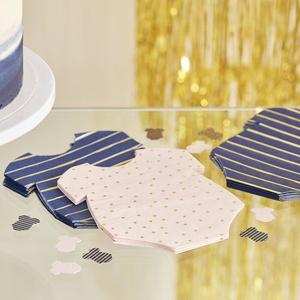 Baby Shower Napkins: Gender Reveal Napkins - Gold, Pink and Navy (8)