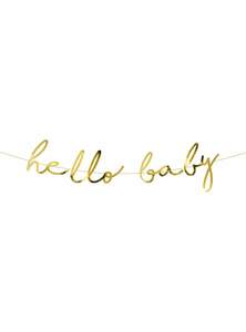 Hello Baby Banner - Gold