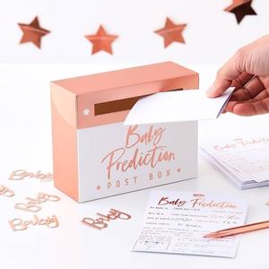 Baby Shower Prediction Postbox and Cards - Rose Gold