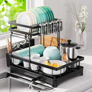 kitchen 1: Dish Drying Rack with 360° Rotating Drainer Board