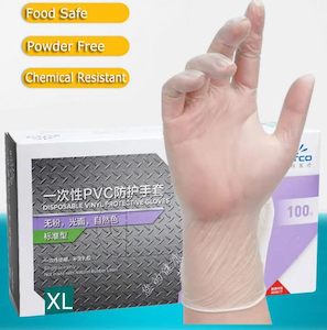Beauty Collection: Disposable Gloves, Clear Vinyl Gloves - XL