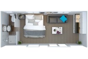 Products: Open Plan Studio Cabin 8.4m x 2.8m From per week