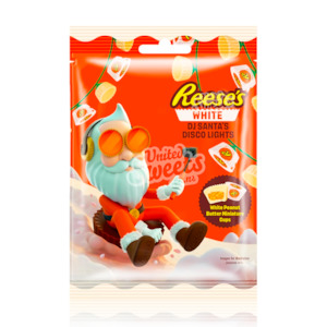 AMERICAN CHOCOLATE: Reese's WHITE Dj Santa's Disco Lights Mini Cups (Wrapped) 104g