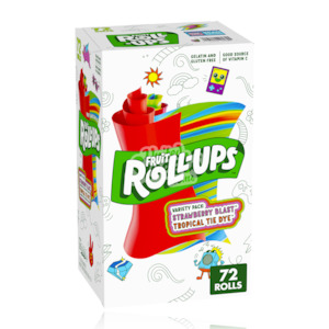 Halloween 1: Fruit Roll-Ups Strawberry & Tropical Tie-Dye 72 Pack 1kg (BB: 24/4/2024)