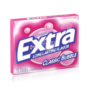 American Gum: Wrigley's Extra Classic Bubble Chewing Gum 15 sticks