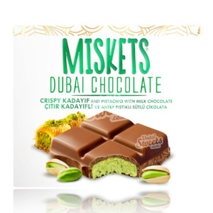 No Gift Boxes Cards: Miskets Dubai Chocolate - Pistachio and Kadayif - 100g