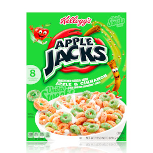 Front: Kellogg's Apple Jacks Sweetened Cereal With Apple & Cinnamon 252g (BEST BEFORE: 24/05/2025)