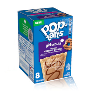 Front: Poptarts Girl Scouts Frosted Coconut Caramel 4 Pack 384g (Limited Edition)