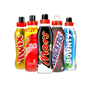 Drinks: Confectionary Milk Drinks 350ml (Mars, Twix, Bounty, Snickers, Maltesers)