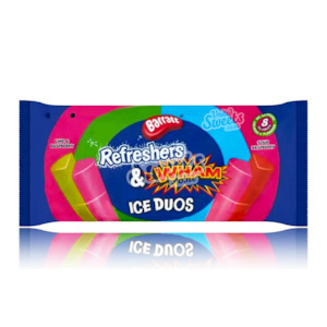 DATED- Barratt Refreshers & Wham Ice Duos Freeze Pops 8PK (UK Made) BEST BEFORE: 05/2025