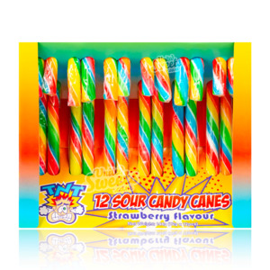 TNT Sour Candy Canes STRAWBERRY 12 Pack 144g