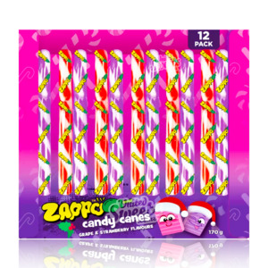 No Gift Boxes Cards: Zappo Candy Canes 12 Pack 170g