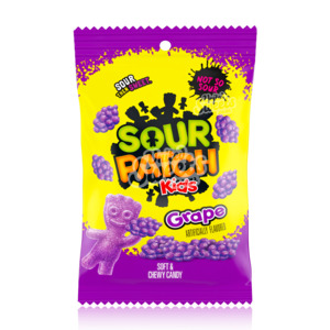Sour Patch Kids Grape Peg Bag 102g (Made in Canada) BEST BEFORE: 11/2024)