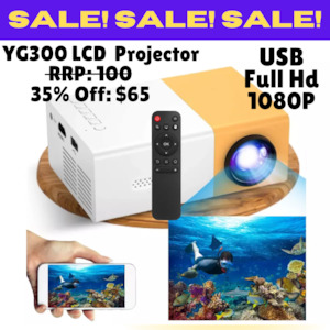YG-300 Portable Full Colour LED LCD Mini Projector, 800 Lumen, 1080P - Yellow