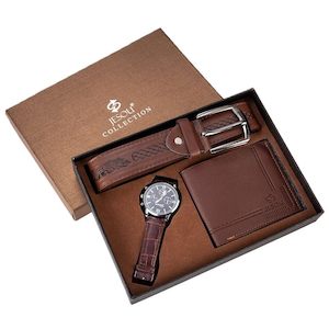 Wallet: Valentines Day Gifts 3-in-1 Luxury Gift set, Leather Watch, Wallet n Belt for Mens