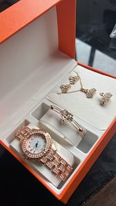 5pc Artificial Rose Gold Ladies Mother's Day Jewelry Gift Set for Women